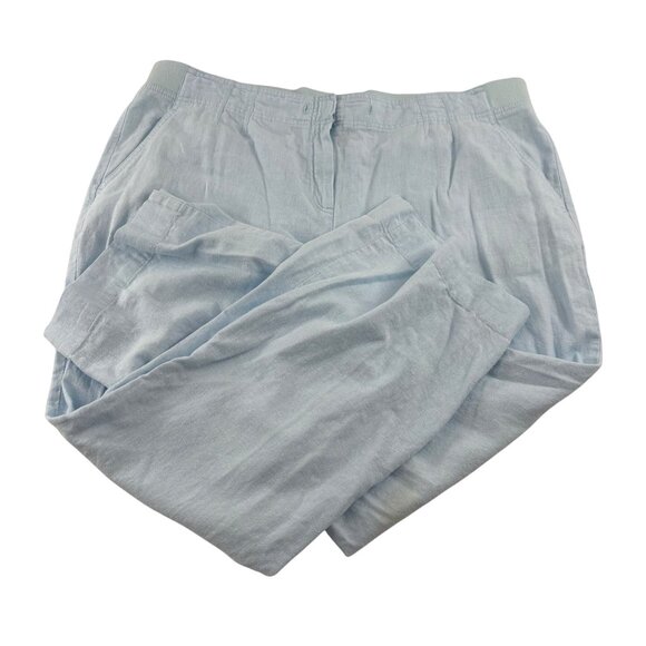 J. Jill Womens Linen Blend Pants Size 16P Light Blue Elastic Waist - Picture 1 of 6